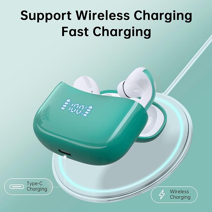 Wireless Earbuds, Bluetooth Ear Buds Headphones, 60H Long Playtime, Stereo Deep Bass, LED Power Display, IPX7 Sport Waterproof, Lightweight in-Ear Earphones with Mic for iPhone Android PC TV Computer-StrideForce Fitness