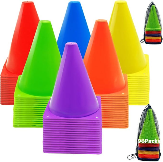 12/24/48Pcs Soccer Cones,7" or 9" Soccer Cones for Training, Multicolor Cones Sports Soccer Training Cones, Field Cones for Skating Basketball Football Drills Practice-StrideForce Fitness