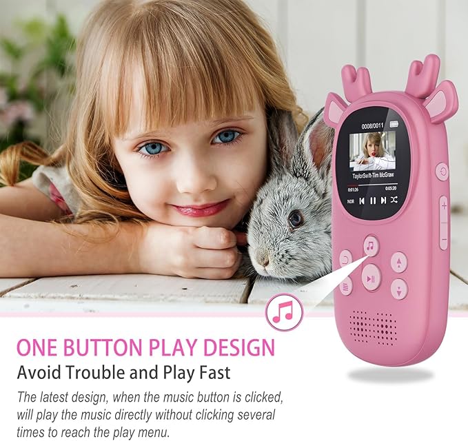 64GB MP3 Players for Kids, Cute Reindeer Portable Music Bluetooth Kid MP3 Player, Child MP3 Player with Bluetooth 5.3,Speaker, FM Radio, Alarm Clock, Voice Recorder, Stopwatch (Support up to 128GB)-StrideForce Fitness