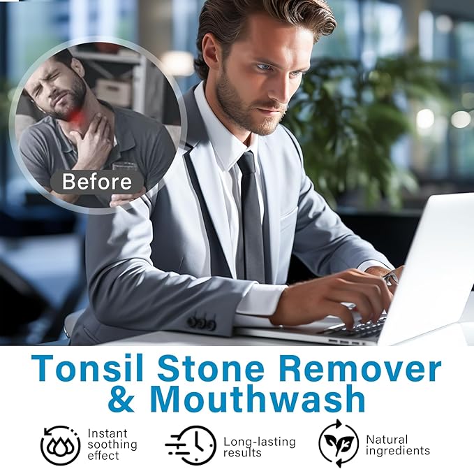 Tonsil Stone Mouthwash, Tonsil Stone Remover Helps Remove Stones, Eliminate Bad Breath, Soothe Throat & Relieve Dry Mouth