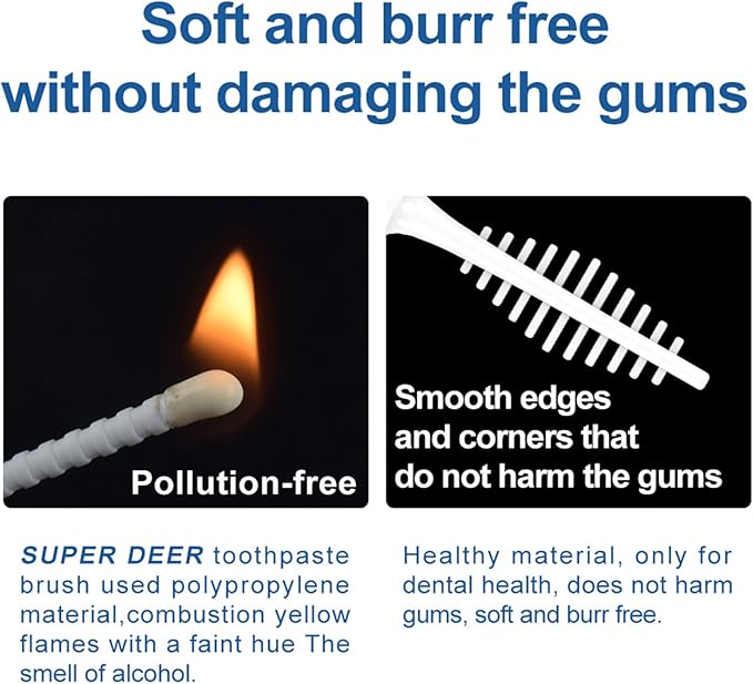 Super Deer 300Count Brushpicks Interdental Toothpicks,Soft Bristle Dental Floss Picks Toothpicks,Helps Removes Plaque and Debris Between Your Teeth (1)