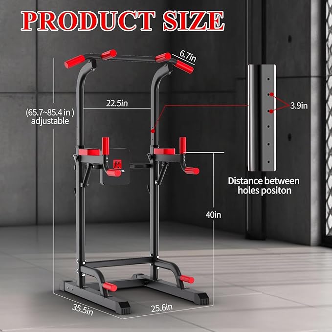 K KiNGKANG Power Tower Dip Station, Multi-Function Assistive Trainer Pull Up for Home Gym Muscle Building and Beginner Exercises,Load 450LBS-StrideForce Fitness