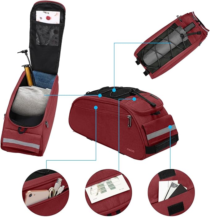 MOSISO Bike Rack Bag, Waterproof Bicycle Trunk Pannier Rear Seat Pouch Cycling Bike Carrier Backseat Storage Luggage Saddle Shoulder Bag-StrideForce Fitness
