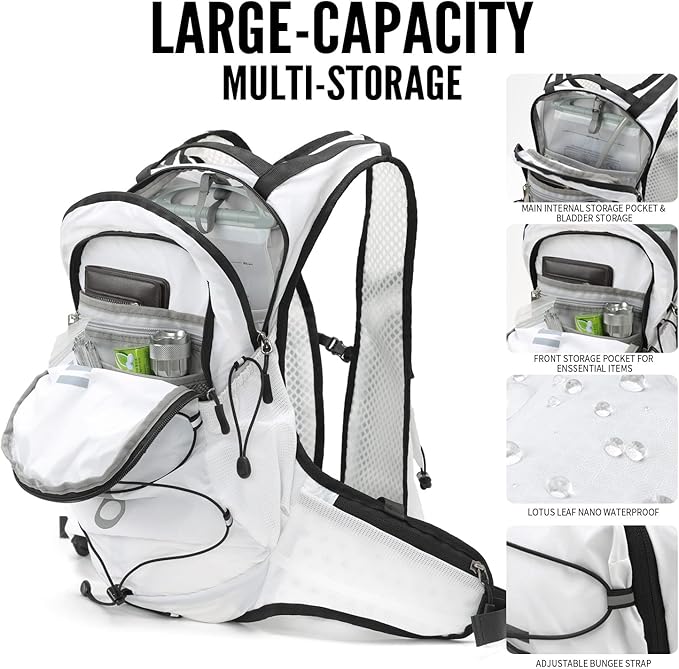 Hydration Pack Backpack, Lightweight Water Backpack with 2L Leakproof Hydration Bladder Daypack for Men Women,Running Hydration Vest for Outdoor Trail-StrideForce Fitness