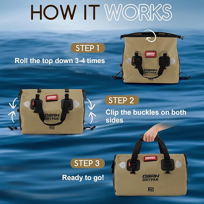 Waterproof Duffel Bag - Motorcycle Dry Bag Tail Bag with Large Storage Space, Waterproof Luggage Duffle Bags with Outer Mesh Zipper Pocket for Camping, Kayaking, Fishing & Traveling-StrideForce Fitness