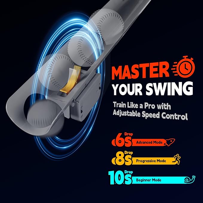 Baseball Auto Soft Toss Trainer with Rebound Net - Adjustable Height 52"-72", 8-Ball Capacity, 6/8/10s Auto-Drop, Rebound Net & Carry Bag - for Baseball & Softball Training Equipment-StrideForce Fitness