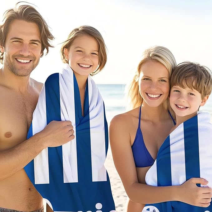 JML Personalized Beach Towel with Name, Custom Cabana Stripe Beach Towel, Customized Microfiber Pool Towel, Quick Dry & Absorbent Swim Towel for Adult,Mother's Day, Birthday, Summer Holiday,Vacation-StrideForce Fitness