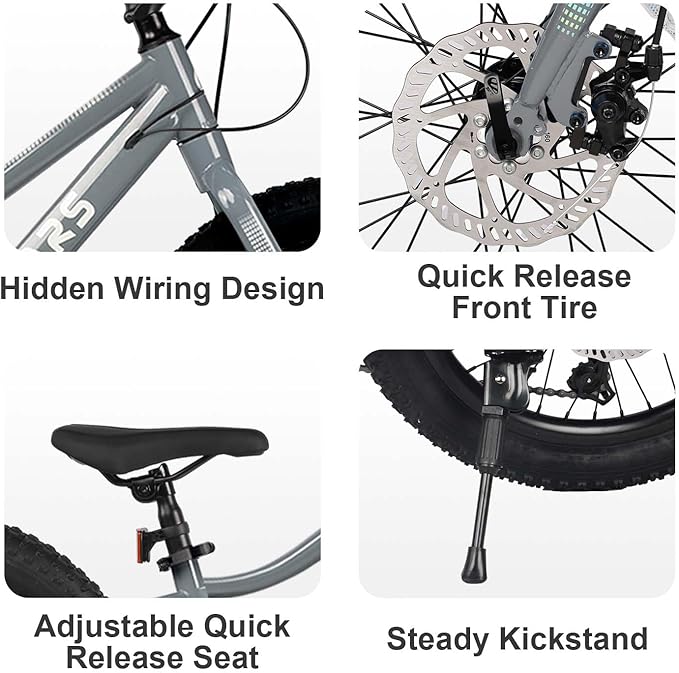 Glerc Mars Kids Mountain Bike, 20 24 Inch Fat Tire Bike for Teen Ages 6-14 Year Old, Bicycle with 2.8-Inch Wide Tires and 6 Speed Drivetrain, Multiple Colors-StrideForce Fitness