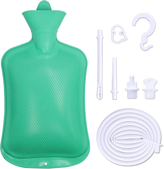 Coffee Enema Bag Kit, Douche Bag Combination Kit for Men and Women 5ft PVC Hose, 2L Capacity Water Colon Detox Cleanse Kit (Green, 2L)-StrideForce Fitness
