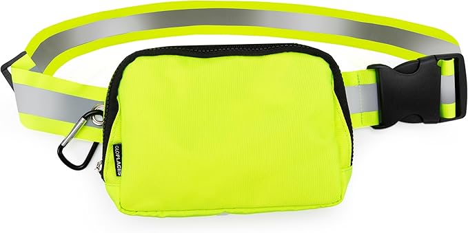 Reflective Belt Bag Night Sash for Night Safety - High Visibility Hip Bag Waist Pack with Large Storage Pouch - Adjustable Night Fanny Pack for Dog Walking, Hiking, Biking-StrideForce Fitness