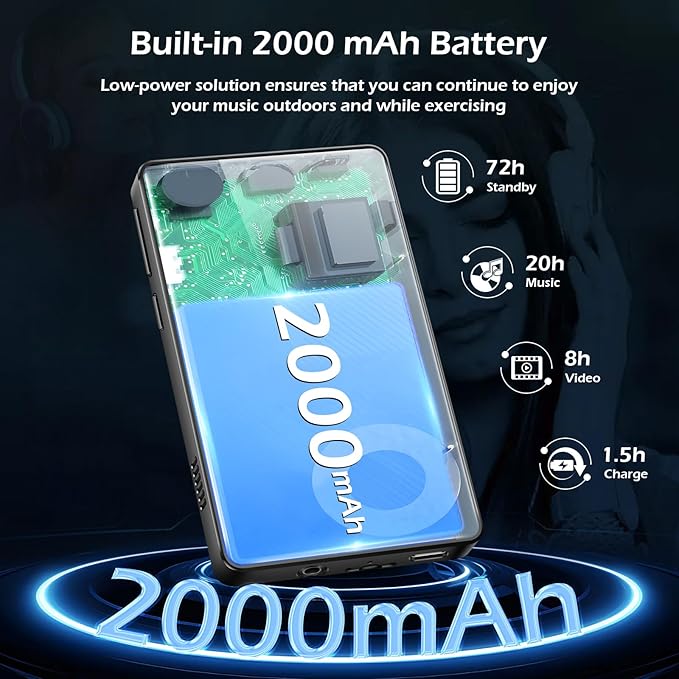 128GB MP3 Player with Bluetooth and WiFi, Android 14, 4GB RAM Portable HiFi Lossless, MP3 & MP4 Player for Kids with 4" Touchscreen, Music Player with Spotify, Amazon Music, Pandora, Play Store, Black-StrideForce Fitness