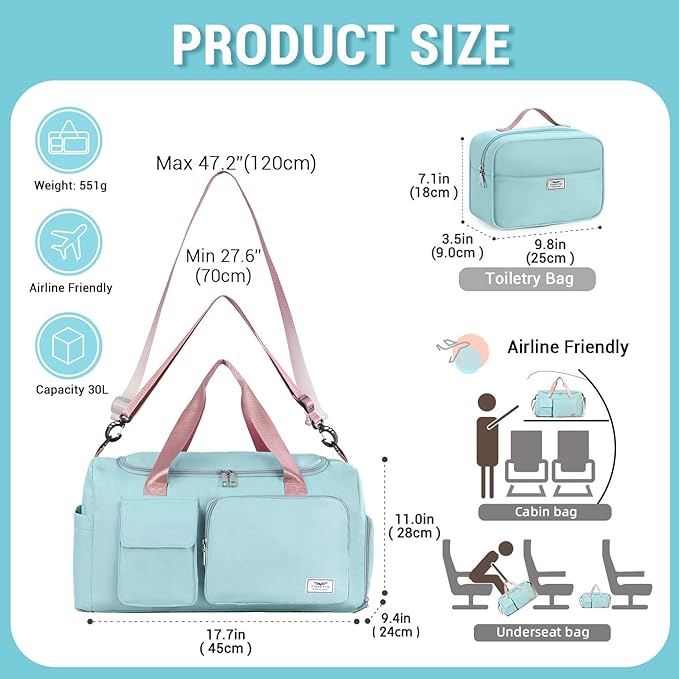 FIORETTO Women's Gym Duffle Bag with Shoes Compartment, 37L Capacity, Ideal for Travel, Gym, Sports, Duffel, Weekender-StrideForce Fitness