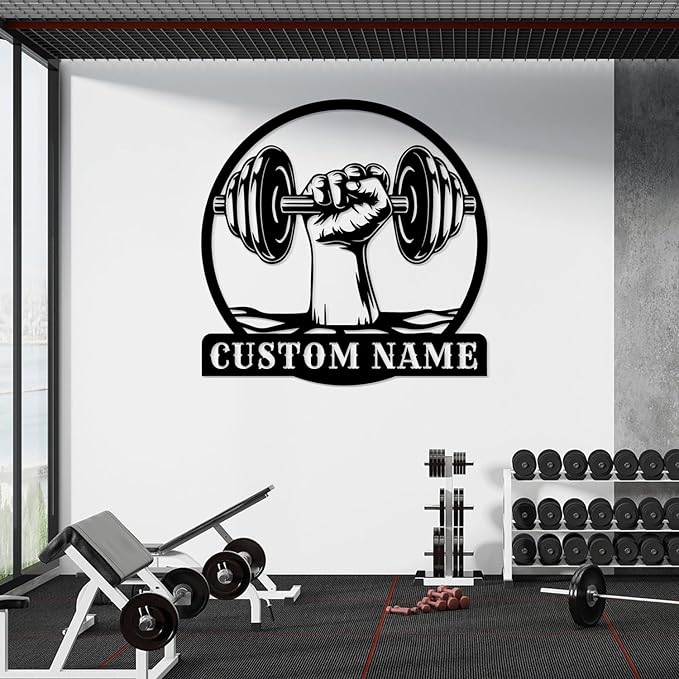 Customized Metal Gym Name Sign, Personalized Sports Room Wall Art,Metal Gym Sign,Unique Fitness Wall Sign, Gym Lovers Unique Gift, Gym Wall Art,Training Center Sign (Style-15)-StrideForce Fitness