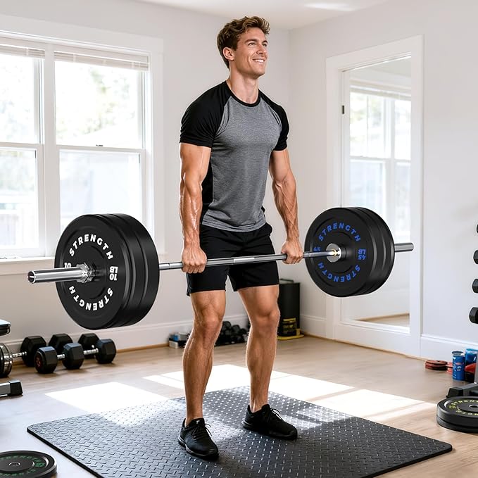 Olympic Rubber Bumper Weight Set - 2 Inch Barbell Plates for Home Gym Strength Training-StrideForce Fitness