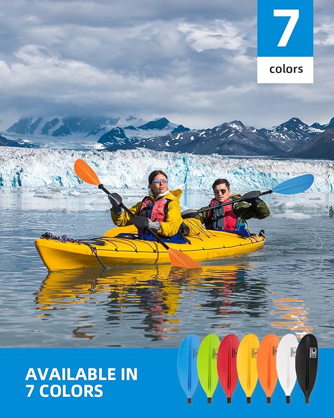 OCEANBROAD Kayak Paddle 86in/218cm, 90.5in/230cm, 95in/241cm Alloy Shaft Kayaking Boating Canoeing Oar with Paddle Leash-StrideForce Fitness