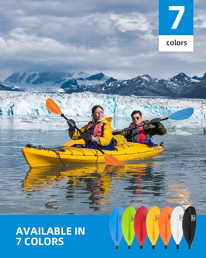 OCEANBROAD Kayak Paddle 86in/218cm, 90.5in/230cm, 95in/241cm Alloy Shaft Kayaking Boating Canoeing Oar with Paddle Leash-StrideForce Fitness