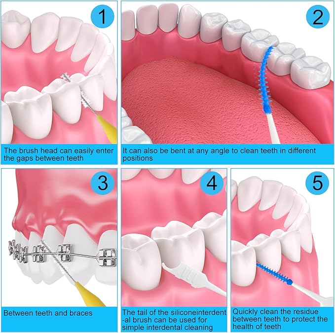 355 Pieces Braces Flossers for Braces, Interdental Brush Soft Dental Floss Picks Braces Cleaning Kit Toothpick Dental Brush Braces Teeth Flossers Brushes for Tooth Cleaner(Multiple Sizes)
