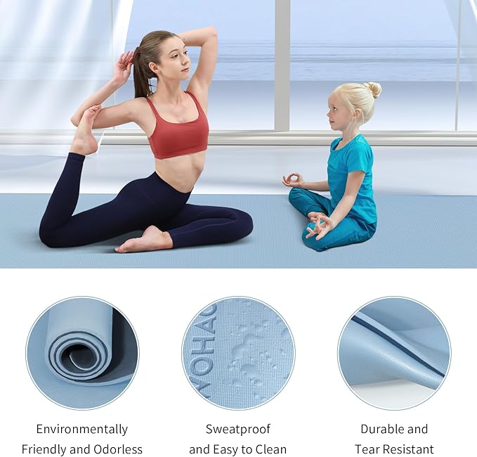 Extra Thick 8mm Yoga Mat, 72"x28" Non Slip Exercise Mat, Reversible 2-Sided Dual Color Premium POE Material, with Carrying Strap for Yoga, Pilates, Home Gym-StrideForce Fitness
