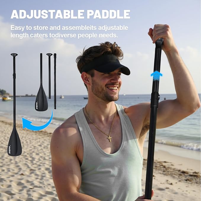 10' Inflatable Stand Up Paddle Board, Ultra-Light Wide Yoga Board for All Skill Levels with Premium SUP Paddleboard Accessories, 84L Waterproof Bag, Non-Slip Comfort Deck for Youth & Adults-StrideForce Fitness
