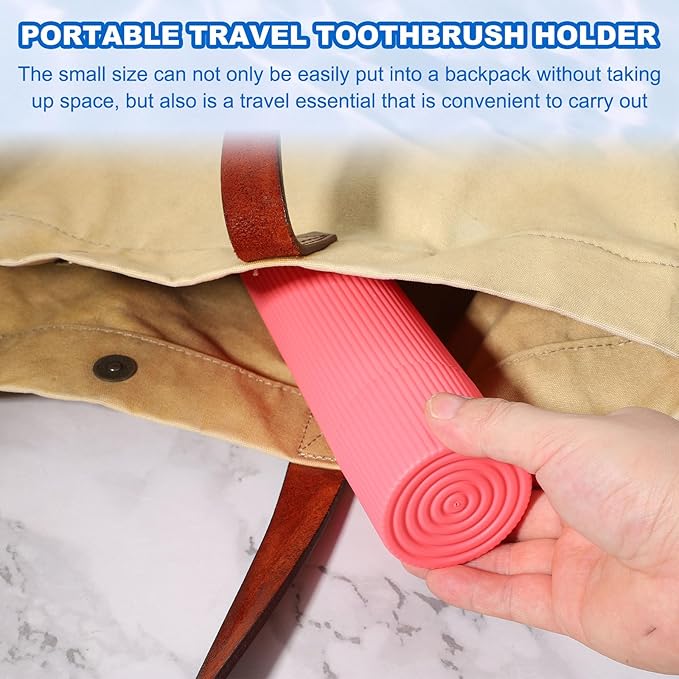 uxcell 2Pcs Travel Toothbrush Case, 7.9x1.2x1.2 Portable Travel Toothbrush Holder with Stripe, Plastic Toothpaste Container for Bathroom, Gym, Business Trip, Camping, Blue