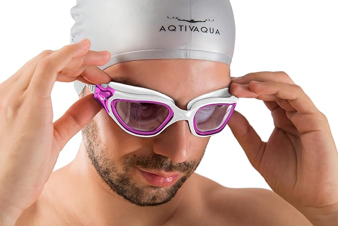 AqtivAqua Swimming Goggles, DX Wide View Swim Goggles for Adult Men Women, Anti Fog No Leaking-StrideForce Fitness
