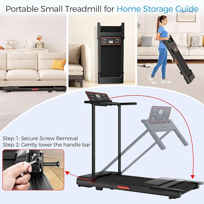 Treadmill with Handle, Treadmills for Home Samll Space, 3.0HP Portable Walking Pad with Handle, Walking Pad Treadmill with 320 LBS Capacity, Electric Compact Treadmills, Lightweight Walking Pad-StrideForce Fitness
