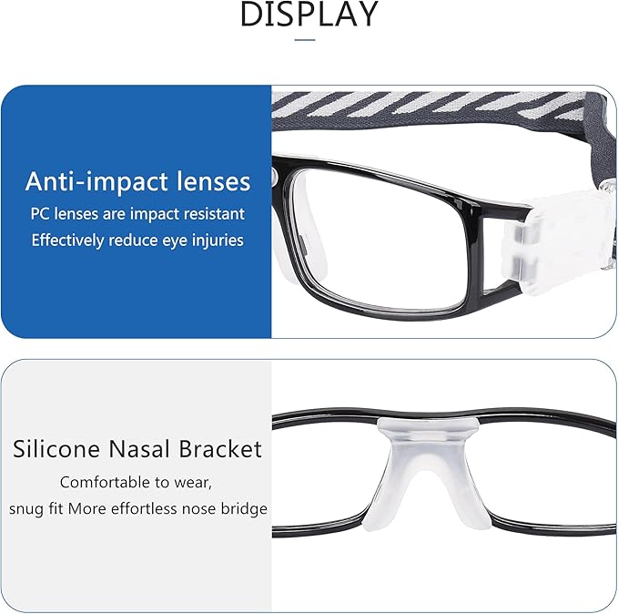 Men Basketball Glasses.Soccer Football Sport Protective Eyewear Safety Goggles,Sports Glasses For Replaceable Lens-StrideForce Fitness