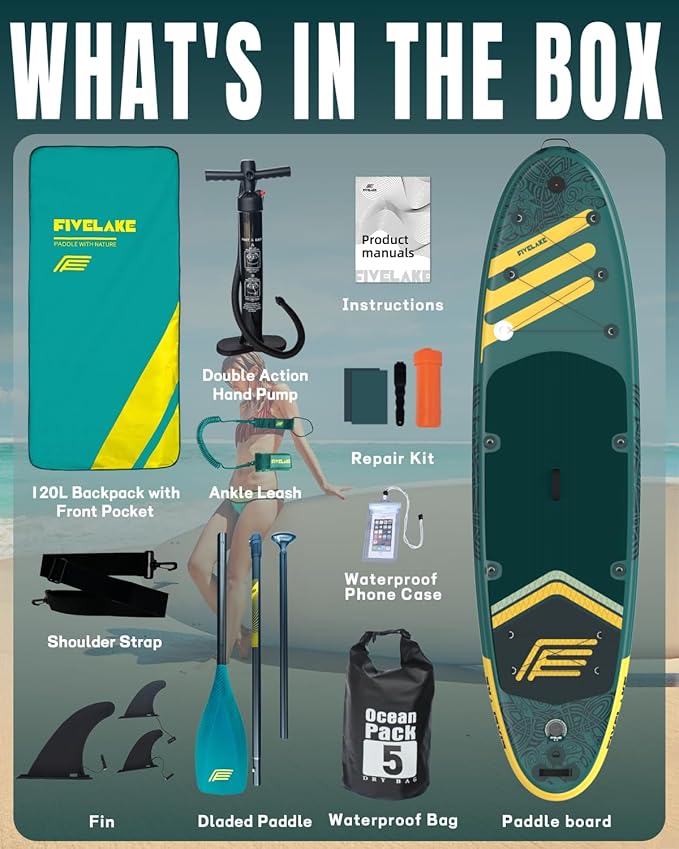 Inflatable Paddle Board 11' x 35'' Wide Stable Design,Stand Up Paddleboard with Sup Accessories Backpack,Pump,Ankle Leash,Adjustable Paddle,Non-Slip Comfort Deck for Adult Youth-StrideForce Fitness