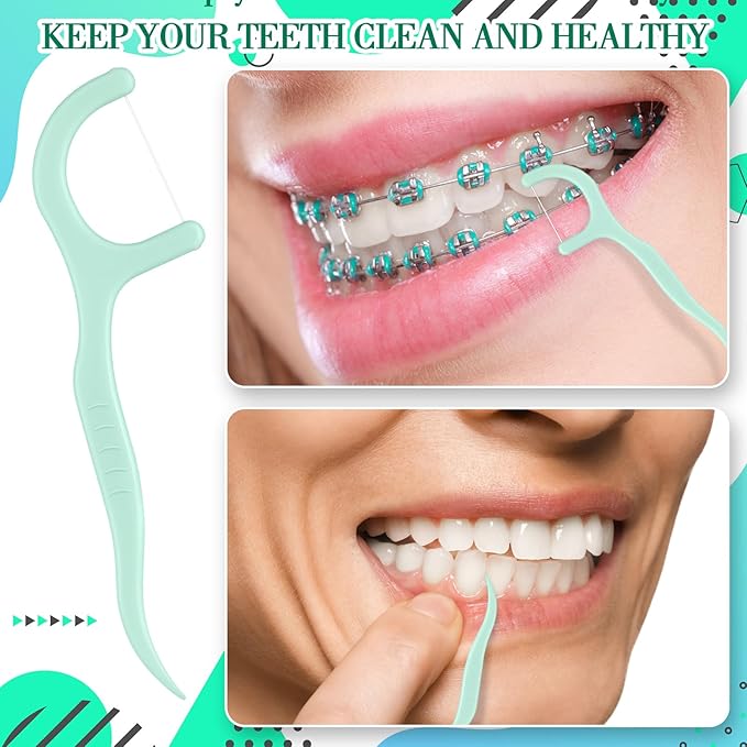 Baderke 600 Count Floss Picks Bulk Dental Flossers Picks for Adults Non Breakable Tooth Picks Flossers Teeth Cleaning Dental for Family Pack Travel(Light Green)