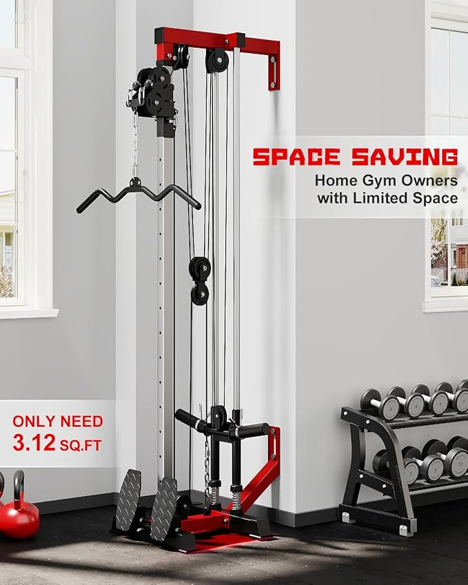 Wall Mount Cable Station, WM1 Cable Crossover Machine with 17 Positions, High and Low Cable Crossover Machine with Removable Footplate for Garage Home Gym-StrideForce Fitness