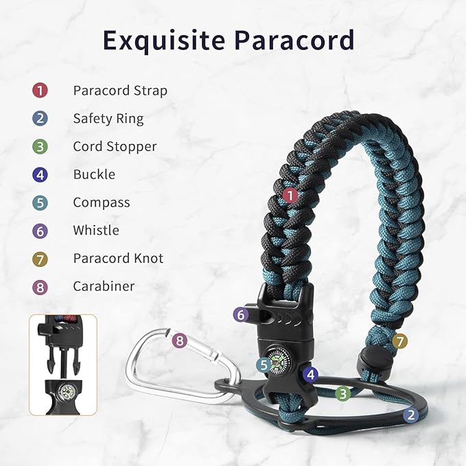 Trebo One Gallon Water Bottle Insulated with Paracord Handle,128oz Large Stainless Steel Water Jug,Vacuum Double Wall Insulated 24hr Cold Retention,Leakproof Flask with 3 Lids,Indigo Black-StrideForce Fitness