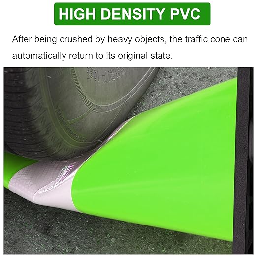 OrangeStar 8 Pack 12" Green Traffic Safety Cones, PVC Parking Construction Cones w/Reflective Collar, Heavy Duty Base for Driving Practice, Parking Lots and Roadwork-StrideForce Fitness