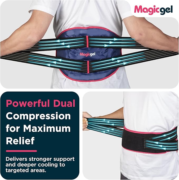 Magic Gel Back Ice Pack - Maximum Compression Sports Cold Compress Wrap for Back & Lower Body - Reusable Hot & Cold Packs-StrideForce Fitness