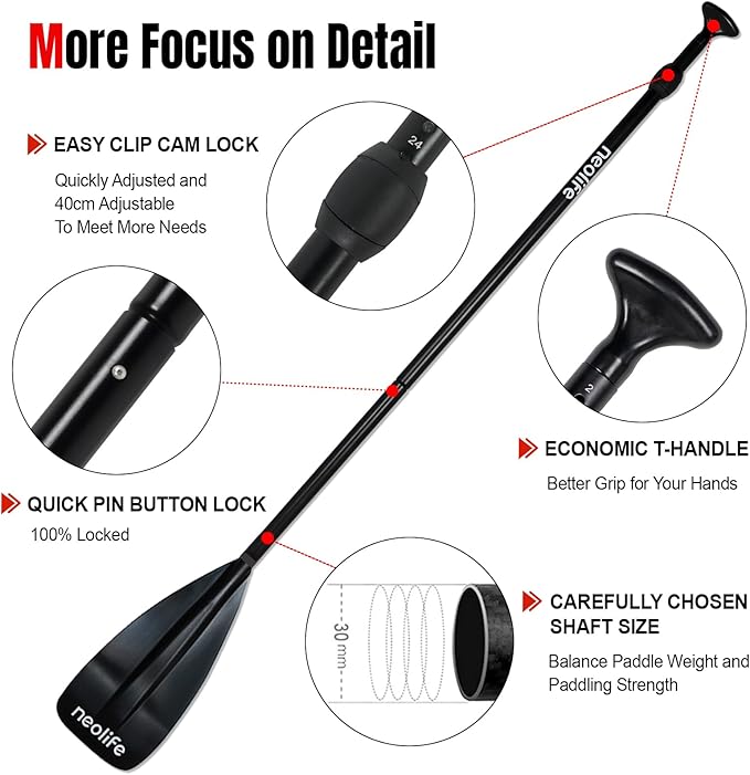 SUP Paddleboard Paddle with Aluminum Shaft and Nylon Blade, Lightweight Stand Up Paddle Board Oars, Adjustable170-210 cm/68-84 inch-StrideForce Fitness