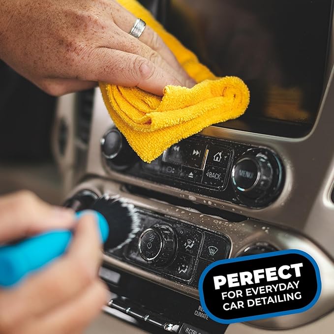 The Rag Company - Edgeless 365 Microfiber Towels (10-Pack) Premium 70/30 Blend, Professional Polishing, Wax Removal, Auto Detailing, 365gsm, 16in x 16in, Gold-StrideForce Fitness