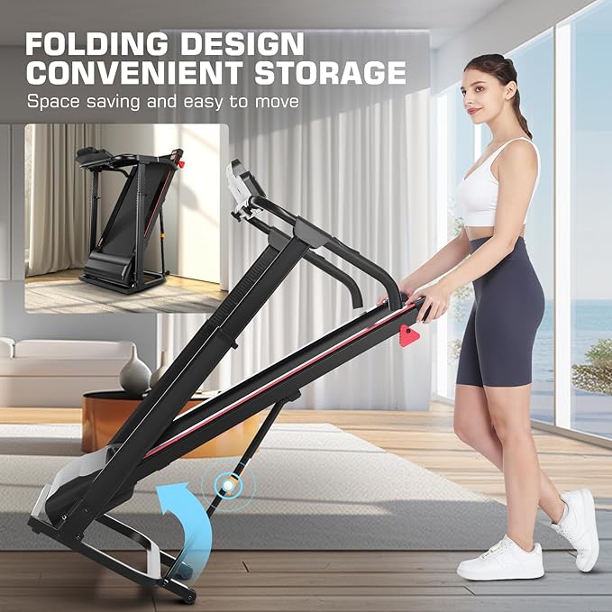 Treadmill with Desk Workstation & Adjustable Height, 300 LBS Weight Capacity, Folding Treadmill with 3 Level Incline, Bluetooth Speaker & App, Portable 2.5HP Walking Pad with Desktop for Home Office-StrideForce Fitness