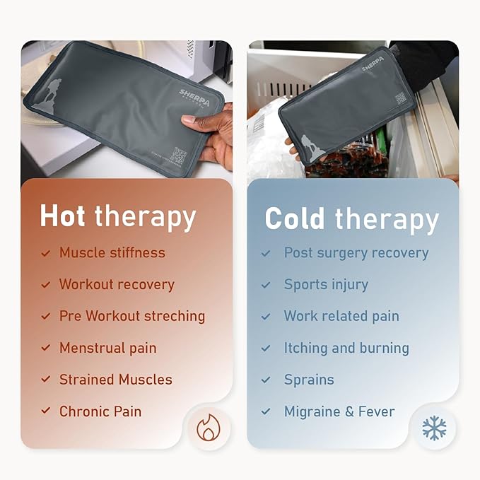 Medium Flexible Gel Ice Packs Reusable - Hot and Cold Soft Ice Packs for Injuries Reusable for Ankle, Arm, Foot, Leg, Back Pain Relief - 8" x 12" - 2PK - Grey-StrideForce Fitness