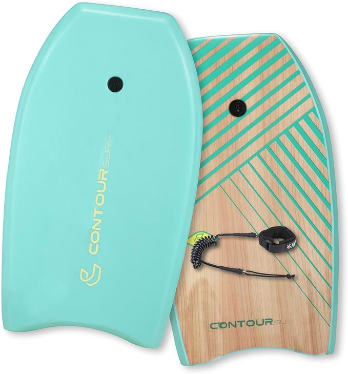 Reed Body Board 33 Inches Bodyboard Body Boards for Beach Kids Lightweight EPS Core Dual Channel Double Swivel Coiled Wrist Leash for All Surfing Levels-StrideForce Fitness
