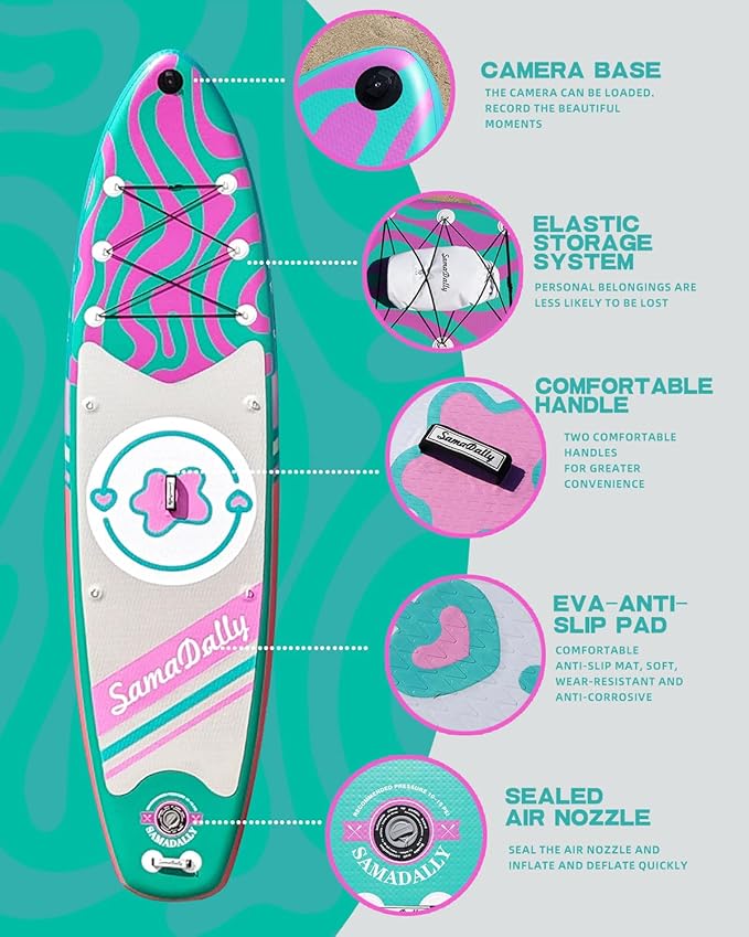 11'Stand Up Paddle Boards Surf Control with Premium SUP Board Accessories Backpack & Removable Fins, 34" Wide Inflatable Paddle Boards of All Skill Levels-StrideForce Fitness