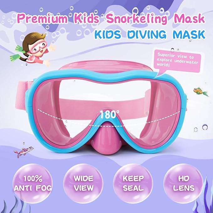 Kids Swim Goggles with Nose Cover, Anti-Leak Swim Mask with Elastic Fabric Strap, UV Protection Swimming Goggles for Kids-StrideForce Fitness