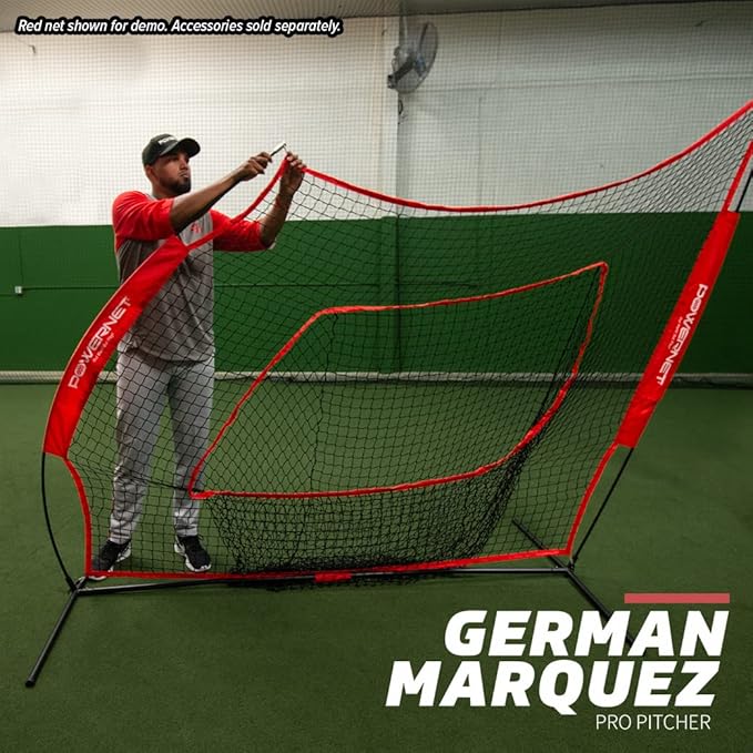 PowerNet Baseball Softball Practice Net 7x7 with Baseball Accessories for Practice Pitching, Batting & Fielding, Ball Caddy, Weighted Baseballs, Tee-StrideForce Fitness