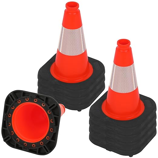 OrangeStar 8 Pack 12" Orange Traffic Safety Cones, PVC Parking Construction Cones w/Reflective Collar, Heavy Duty Base for Driving Practice, Parking Lots and Roadwork-StrideForce Fitness