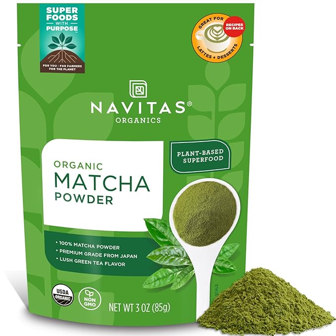 Navitas Organics Matcha Powder – For Tea, Lattes, Smoothies, Desserts & More – Energy & Antioxidants – Premium Culinary Grade – USDA Organic, Non GMO, Gluten Free, Kosher, Vegan (3oz. Bag 85 Servings)-StrideForce Fitness