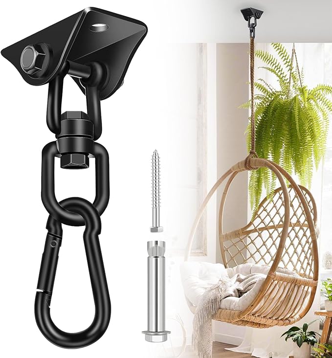 Hammock Hanging Kit, Porch Swing Hanging Kit 1200 Lb Capacity, Hammock Ceiling Hooks Heavy Duty 360°Rotating Hanging Swing Chair Hardware for Hammock Chair Stand, Porch, Yoga, Gym-StrideForce Fitness