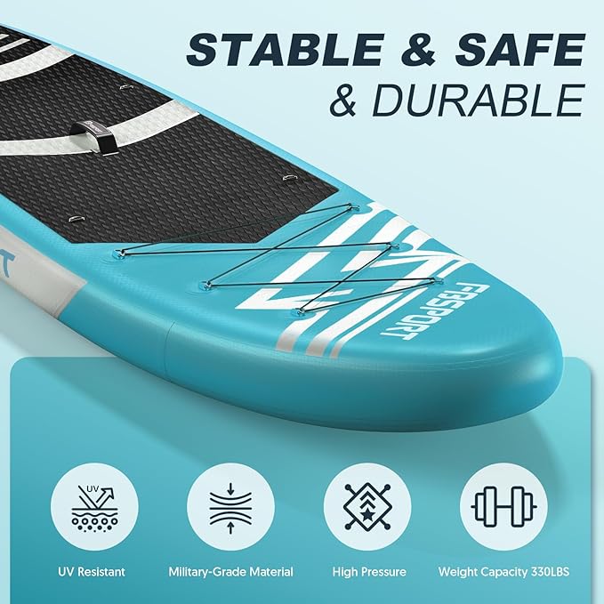 FBSPORT 11' Premium Stand Up Paddle Board, Yoga Board with Durable SUP Accessories & Carry Bag | Wide Stance, Surf Control, Non-Slip Deck, Leash, Paddle and Pump for Youth & Adult-StrideForce Fitness