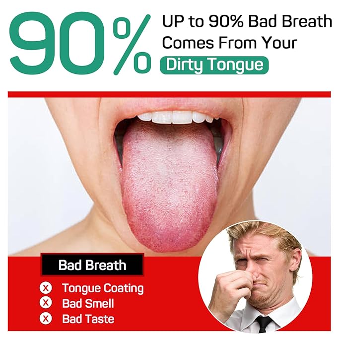 RONAVO Tongue Scraper (2 Pack), Cure Bad Breath, Stainless Steel Tongue Cleaners, Metal Tongue Scrapers Fresher Breath in Seconds