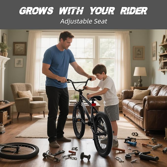 67i Boys BMX Bike 18/20 Inch Ages 8-12 Kids Bicycle with Front Rear U Brake Adjustable Seat Iron Fork 2.09" Wide Tires-StrideForce Fitness