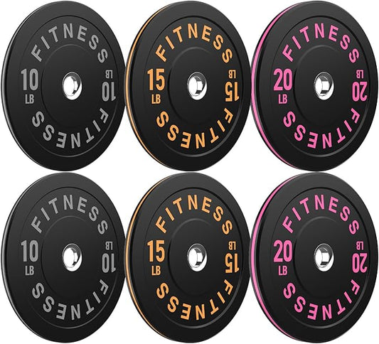 Bumper Plates 2 - Inch Olympic Weight Plate Set for Barbell, 10-55 lb Rubber Weights Sets for Home Gym, Strength Training Plate, Weight Lifting, Black-StrideForce Fitness