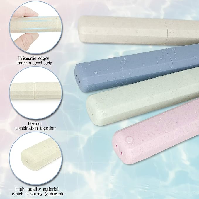 Mulbozy 4 Packs Portable Travel Toothbrush Case, Breathable Plastic Toothbrush Holder for Home, Travel, Business, Camping, School