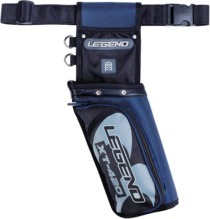 Legend XT420 Field Quiver - Left or Right-Handed Quiver Arrow Holder, Archery Quiver with 3 Arrow Tube, Durable Nylon Hip Quivers with Multiple Pockets for Archery Accessories, Score Card & Tools-StrideForce Fitness